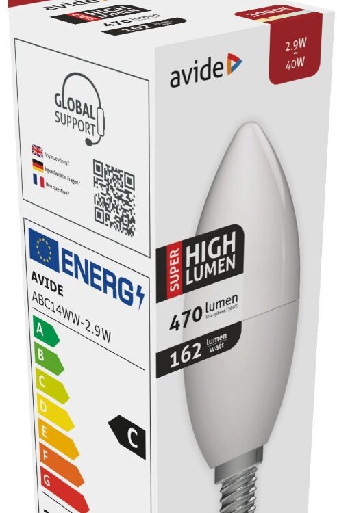 Avide LED Κερί 2.9W E14 Θερμό 3000K Super Υψηλής Φωτεινότητας