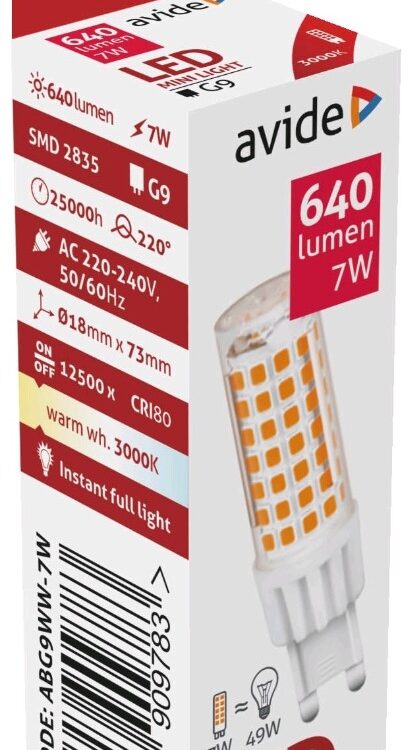 Avide LED G9 7W 220° Θερμό 3000K