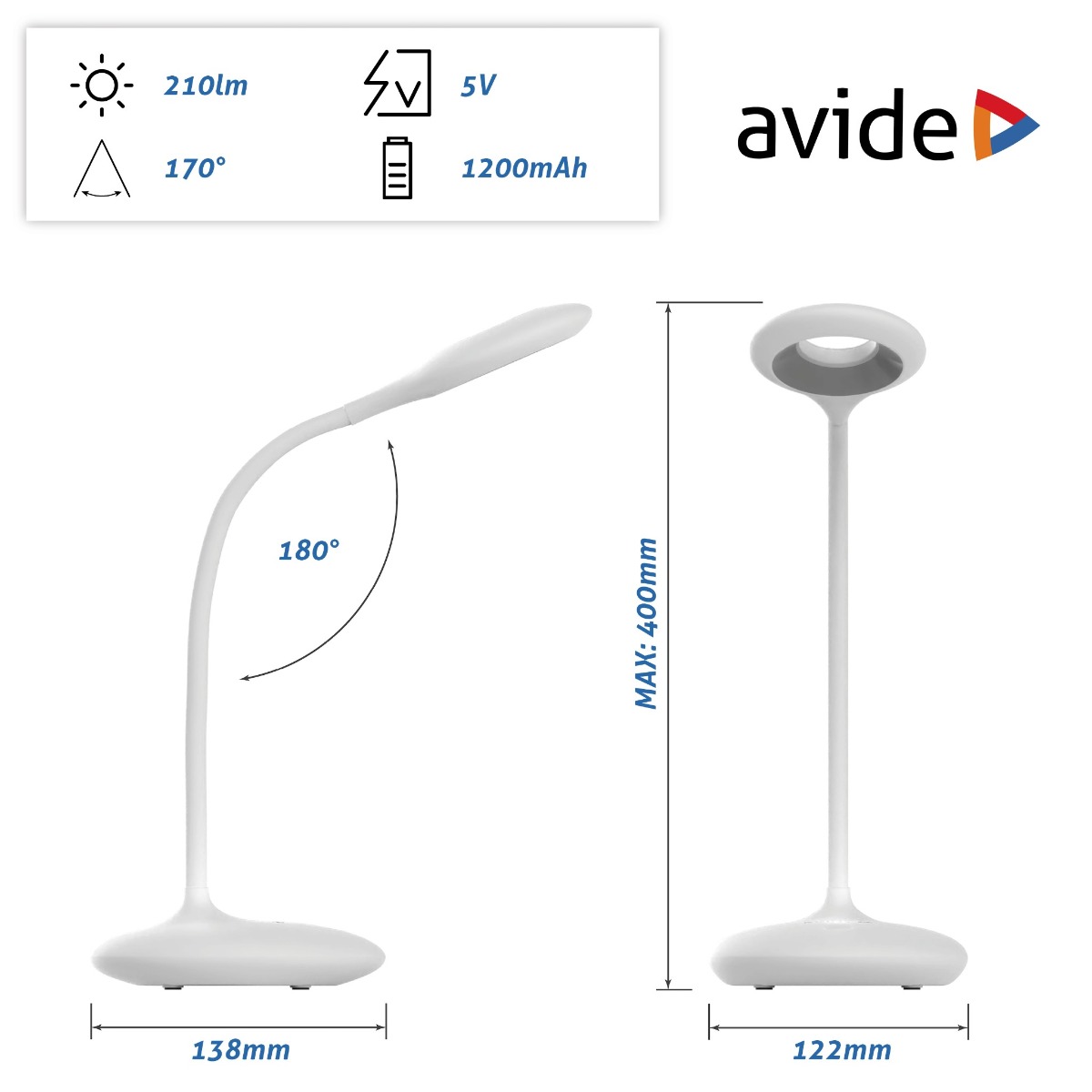 Avide LED Φωτιστικό Γραφείου Minimal Άσπρο 4W - Image 5