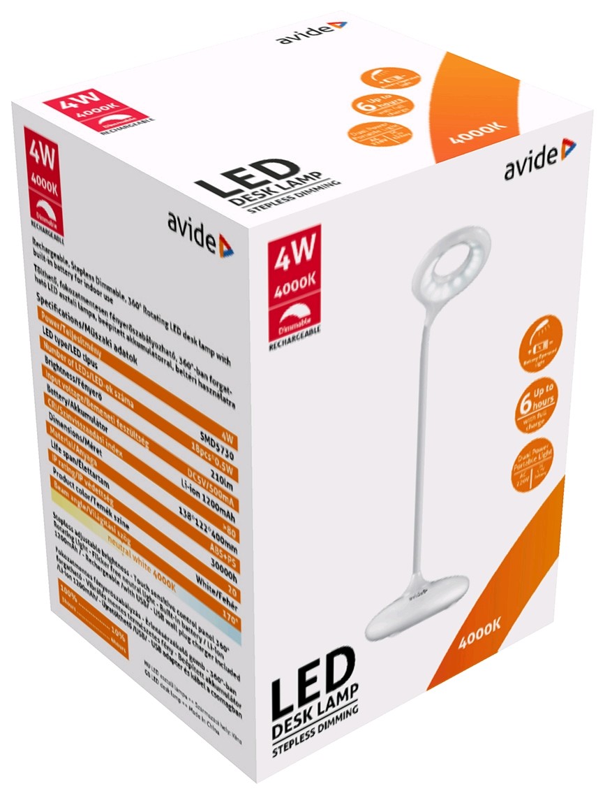 Avide LED Φωτιστικό Γραφείου Minimal Άσπρο 4W - Image 2