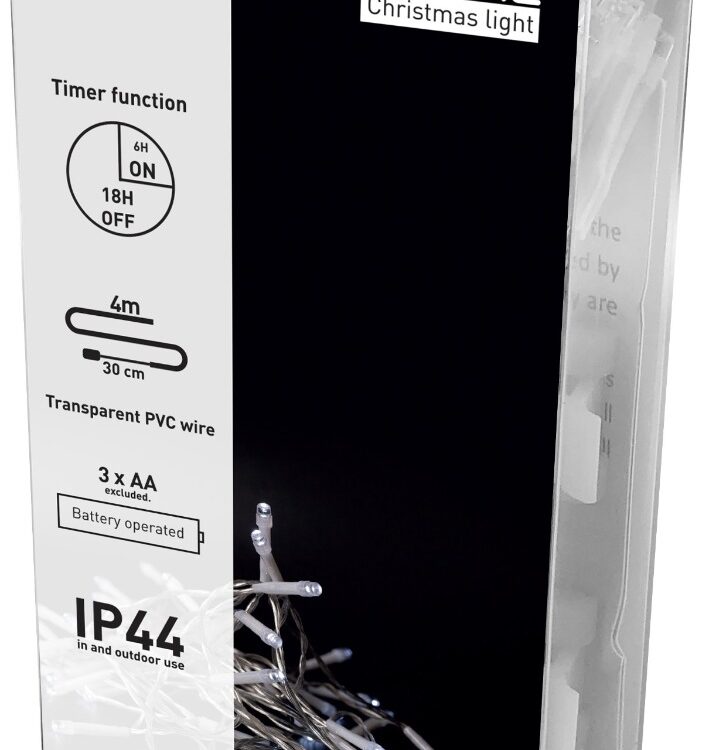 Entac Χριστουγεννιάτικα Λαμπάκια IP44 48 LED με Χρονοδιακόπτη Ψυχρό 4m