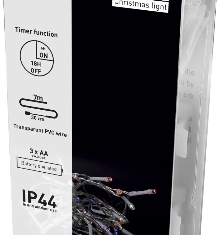 Entac Χριστουγεννιάτικα IP44 96 LED με Χρονοδιακόπτη Πολύχρωμα 7m (3xAA Δεν περιλαμβ.)