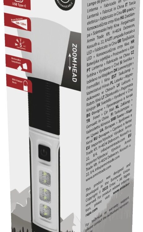 Entac Φακός Ζουμ Επαναφορτιζόμενο με Αποσπώμενο Αμπαζούρ