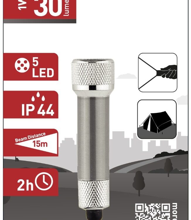 Entac Φακός 5 LED Μπρελόκ Ασημί