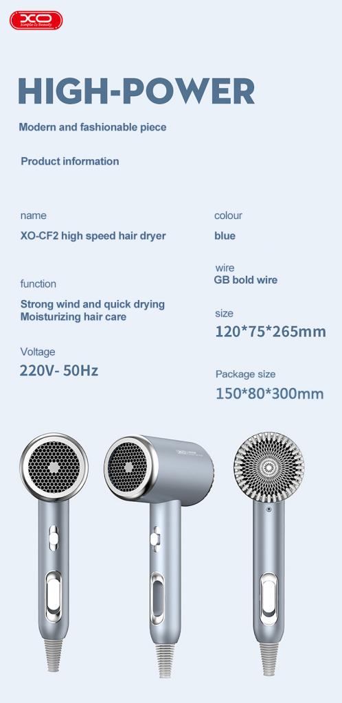 XO CF2 1600W Πιστολάκι Μαλλιών Ταξιδίου Μπλέ - Image 4