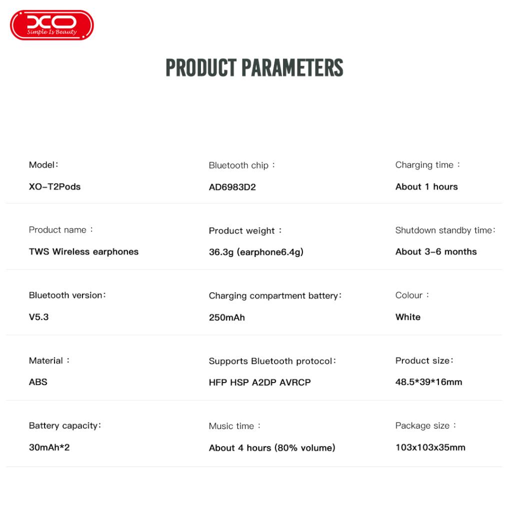 XO T2 Pods Bluetooth Ακουστικά 2ης Γενιάς - Image 6