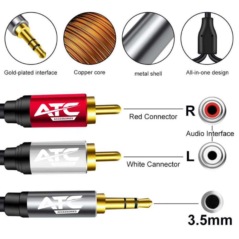 ATC HQ 3.5mm M/ 2 X RCA Cable 3m - Image 2