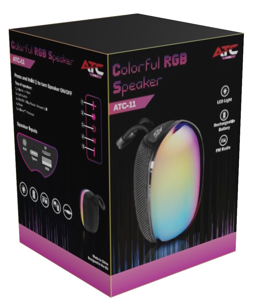 ATC-11 Ασύρματο Ηχείο Bluetooth 5W RGB FM-Radio - Image 2
