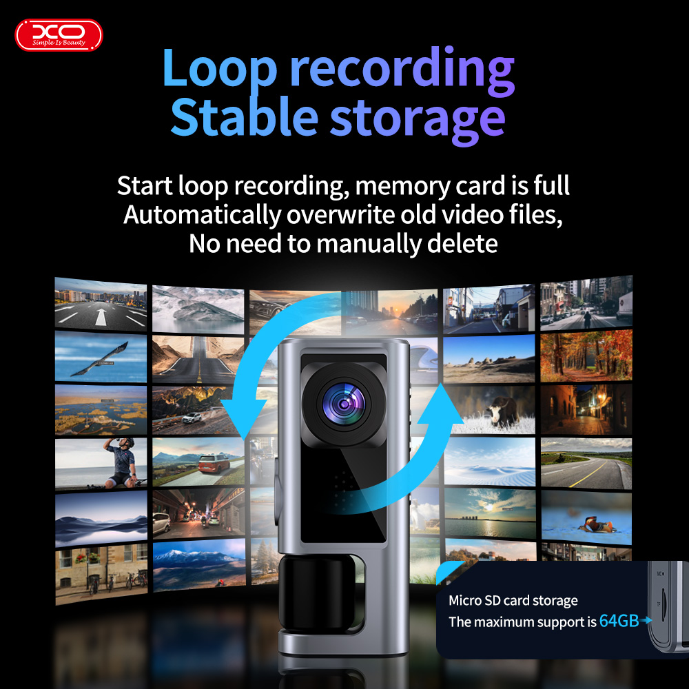 XO XJ03 Εμπρός και πίσω διπλή βιντεοκάμερα 1080 HD - Image 4