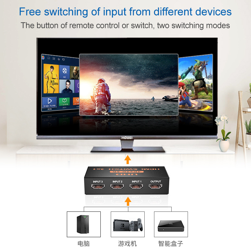 ATC HDMI Switch Μεταλλικό 3 In / 1 Out 4K x 2K Τηλ/στήριο - Image 4