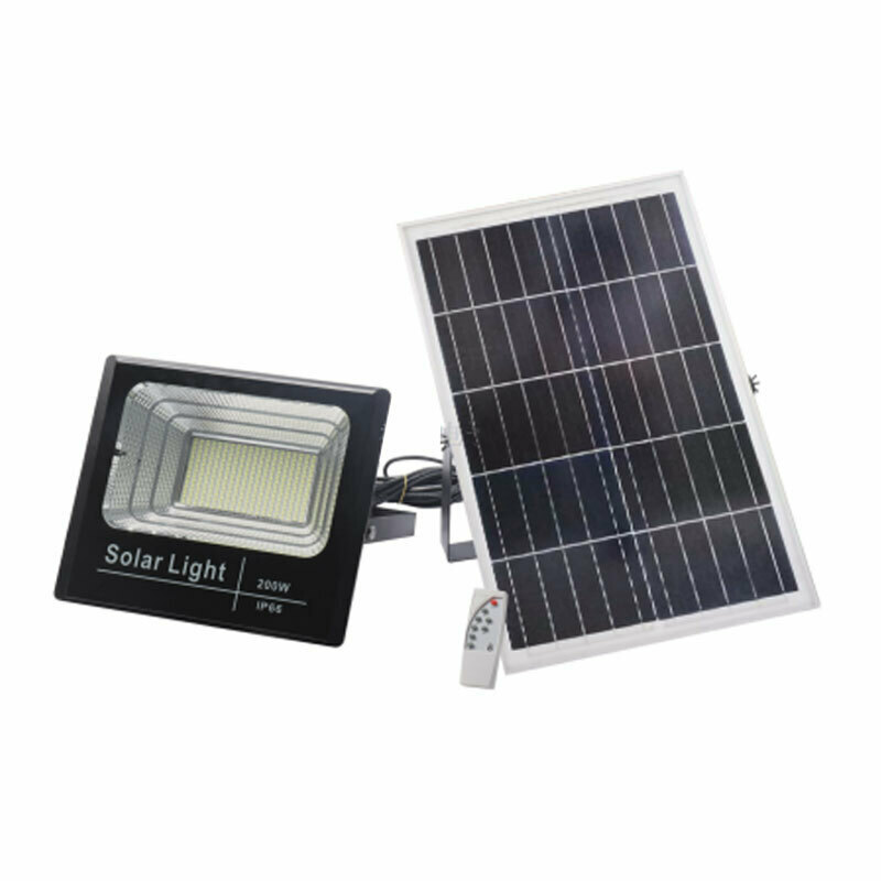 Jortan Στεγανός Ηλιακός Προβολέας LED 200W Ψυχρό Λευκό 6500K με Φωτοκύτταρο και Τηλεχειριστήριο IP66