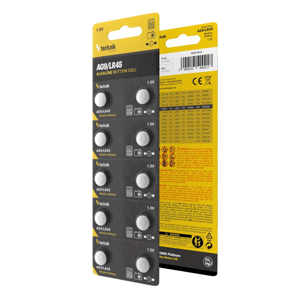 Technik Αλκαλικές Μπαταρίες Κουμπί Platinum AG9 / LR45 / 194 / 394 1.5V B10 - Image 2