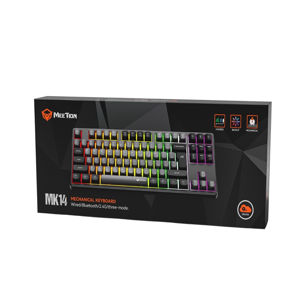 Meetion MT-MK14 Μηχανικό Πληκτρολόγιο Gaming Ενσύρματο & Ασύρματο με Bluetooth και 2.4G RGB Μαύρο US - Image 10