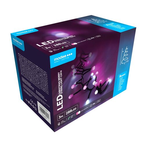 Modee Χριστουγεννιάτικα Λαμπάκια LED Τύπου Berry με Τροφοδοτικό (288LED/3m) Πολύχρωμο - Image 3
