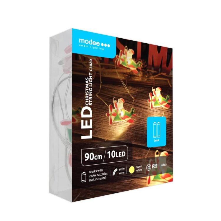 Modee Χριστουγεννιάτικα Διακοσμητικά Φωτάκια LED Μπαταρίας (10LED/120cm/10cm) Θερμό Λευκό