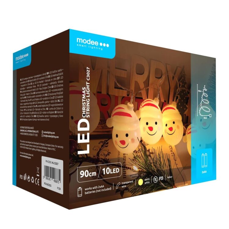 Modee Χριστουγεννιάτικα Διακοσμητικά Φωτάκια LED Μπαταρίας (10LED/120cm/10cm) Θερμό Λευκό