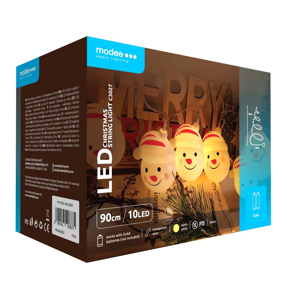 Modee Χριστουγεννιάτικα Διακοσμητικά Φωτάκια LED Μπαταρίας (10LED/120cm/10cm) Θερμό Λευκό