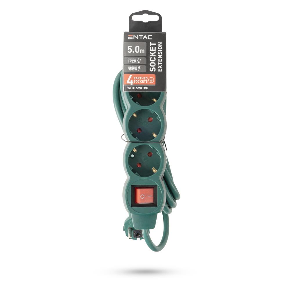 Entac Πολύπριζο 4 Θέσεων με Διακόπτη S1 3G1.5 Πράσινο 5m - Image 2