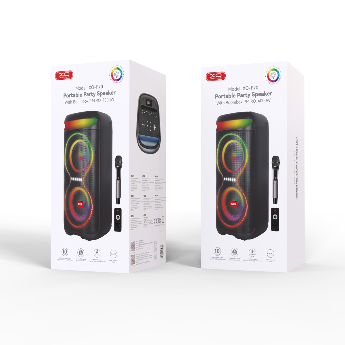 XO F70 Διπλό Ηχείο Bluetooth AC & DC 6.5 RGB 40W - Image 4