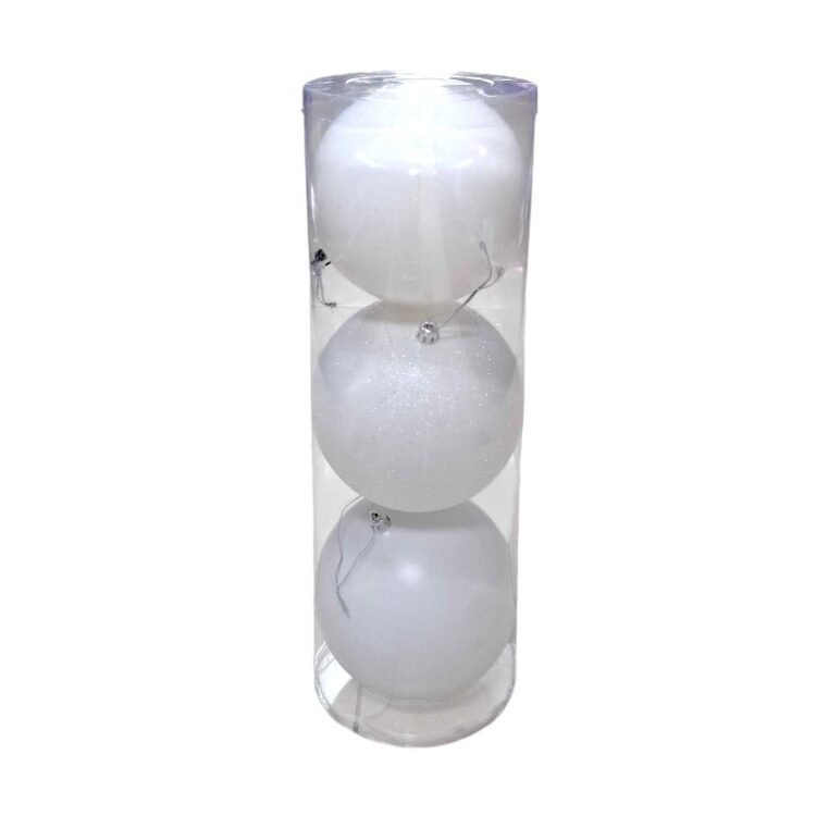 Σετ Χριστουγεννιάτικες μπάλες - 12cm - 3pcs - 326123 - White