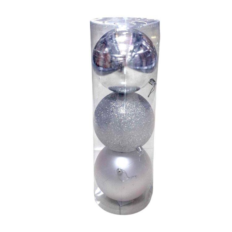 Σετ Χριστουγεννιάτικες μπάλες - 12cm - 3pcs - 326123 - Silver
