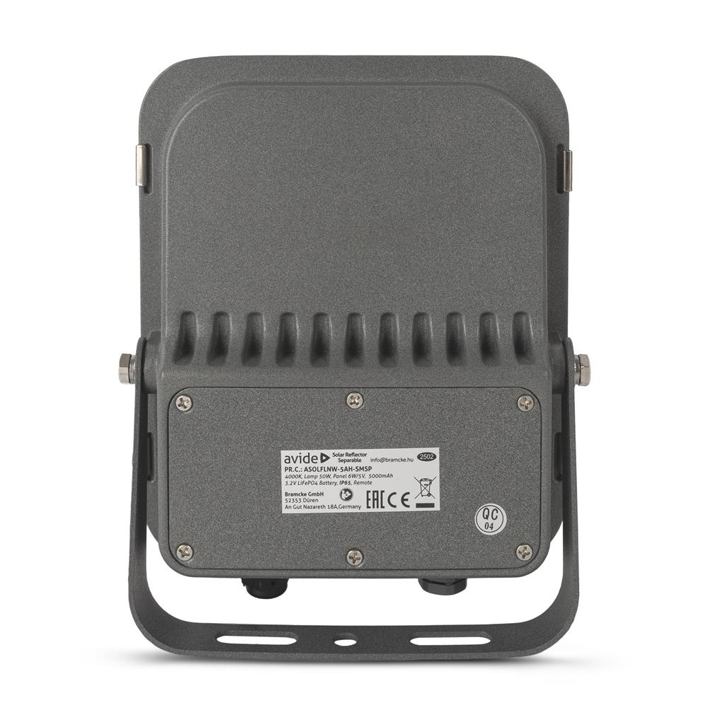 Avide LED Ηλιακός Προβολέας 50W CW 6400K με Ξεχωριστό Ηλιακό Πάνελ και Τηλεχειριστήριο - Image 5