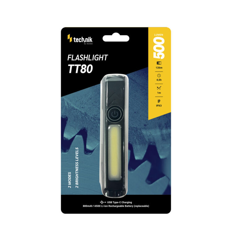 Technik Φακός Χειρός TT80 COB LED 500+300lm Επαναφορτιζόμενος 800mAh