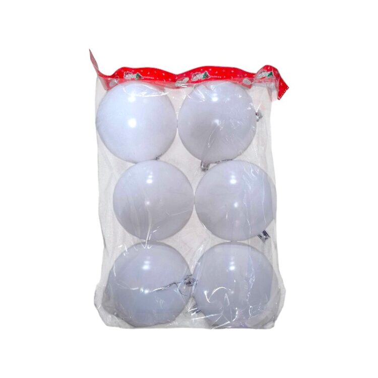 Σετ Χριστουγεννιάτικες μπάλες - 10cm - 6pcs - 326024 - White