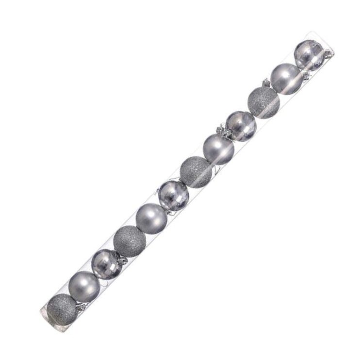 Σετ Χριστουγεννιάτικες μπάλες - 8cm - 12pcs - 326055 - Silver