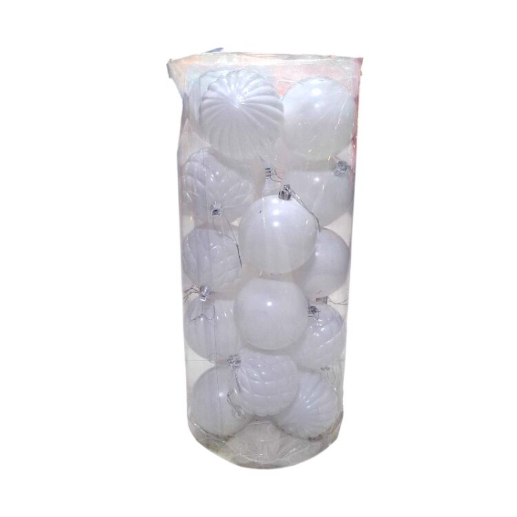 Σετ Χριστουγεννιάτικες μπάλες - 8cm - 24pcs - 326093 - White