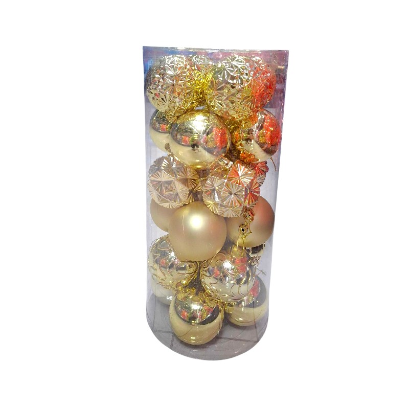 Σετ Χριστουγεννιάτικες μπάλες - 8cm - 24pcs - 326093 - Gold