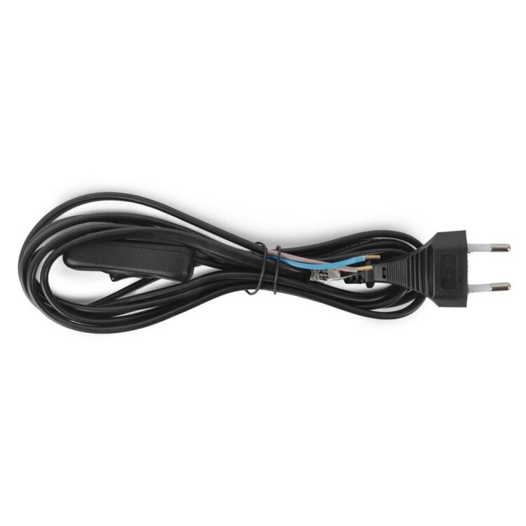 Entac Rewireable Καλώδιο 2G0.75 με Διακόπτη ON/OFF Μαύρο 2.5m