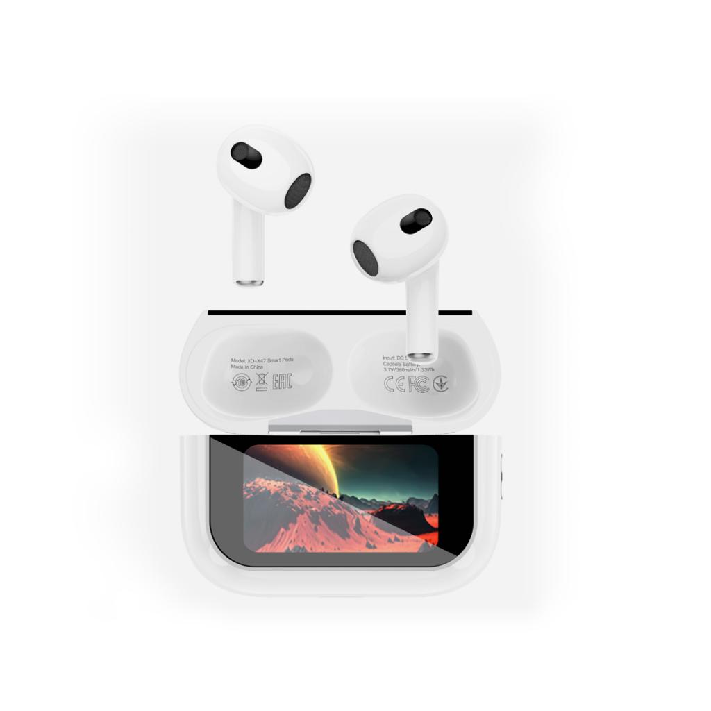 XO X47 Smart TWS Ακουστικά 4ης Γενιάς με Οθόνη (Λευκά) - Image 5