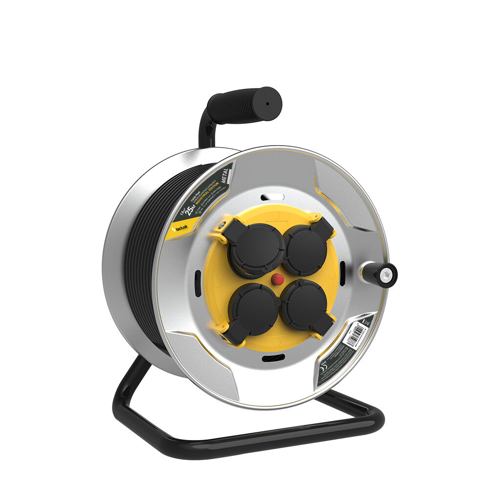 Technik Στροφείο 4 Θέσεων 1,5mm2 (IP44) 16A Ατσάλινο 25m