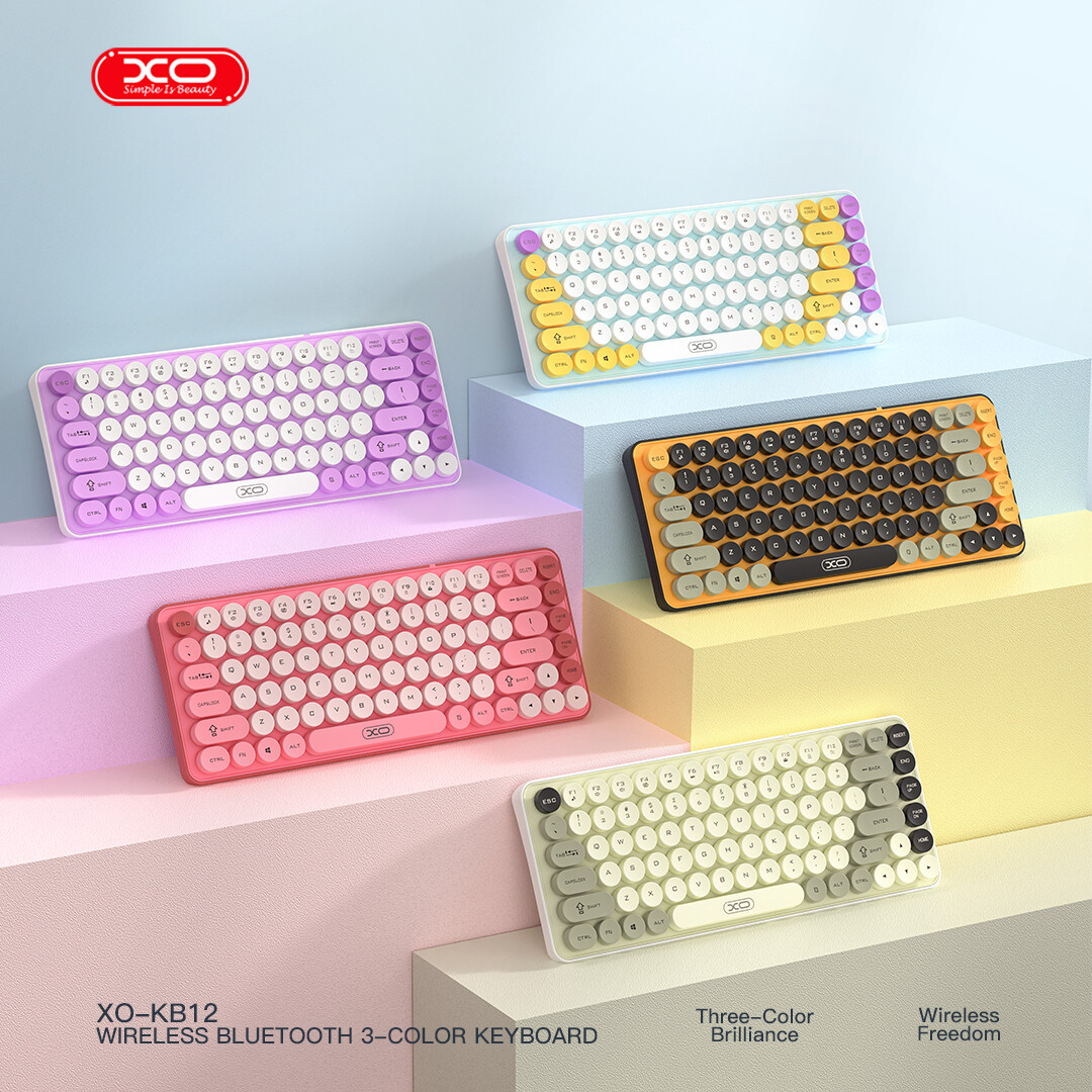 XO KB-12 Ασύρματο Πληκτρολόγιο Bluetooth Tri-Colour Ροζ - Image 7