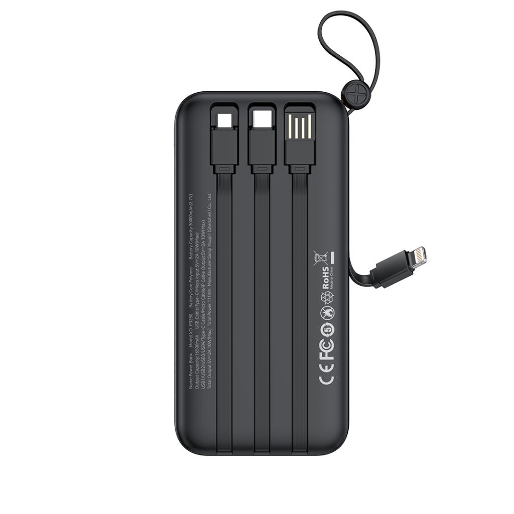 XO PR280 Powerbank με Καλώδια USB-A Type-C Micro & Lightning 30.000 mAh - Image 3