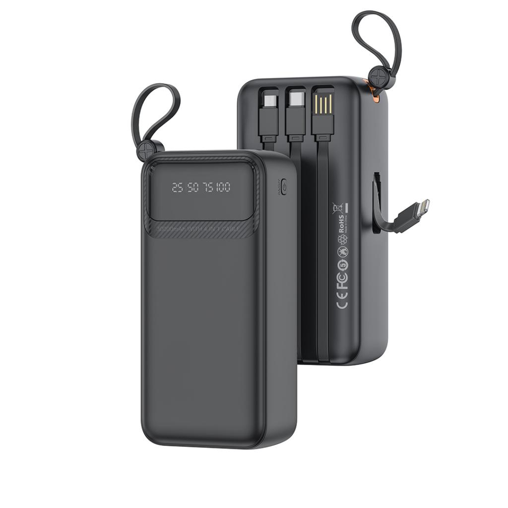 XO PR280 Powerbank με Καλώδια USB-A Type-C Micro & Lightning 30.000 mAh - Image 2
