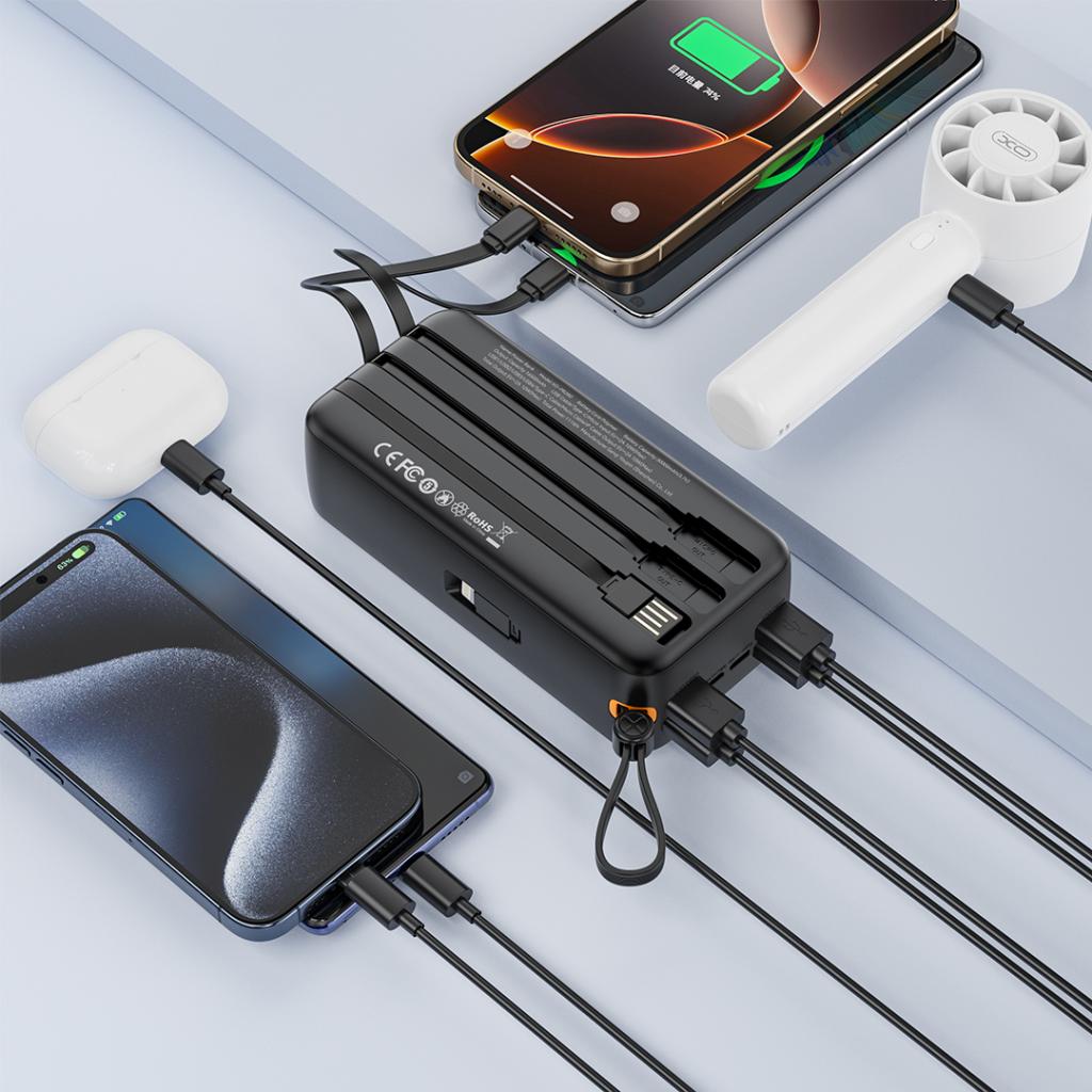 XO PR280 Powerbank με Καλώδια USB-A Type-C Micro & Lightning 30.000 mAh - Image 7