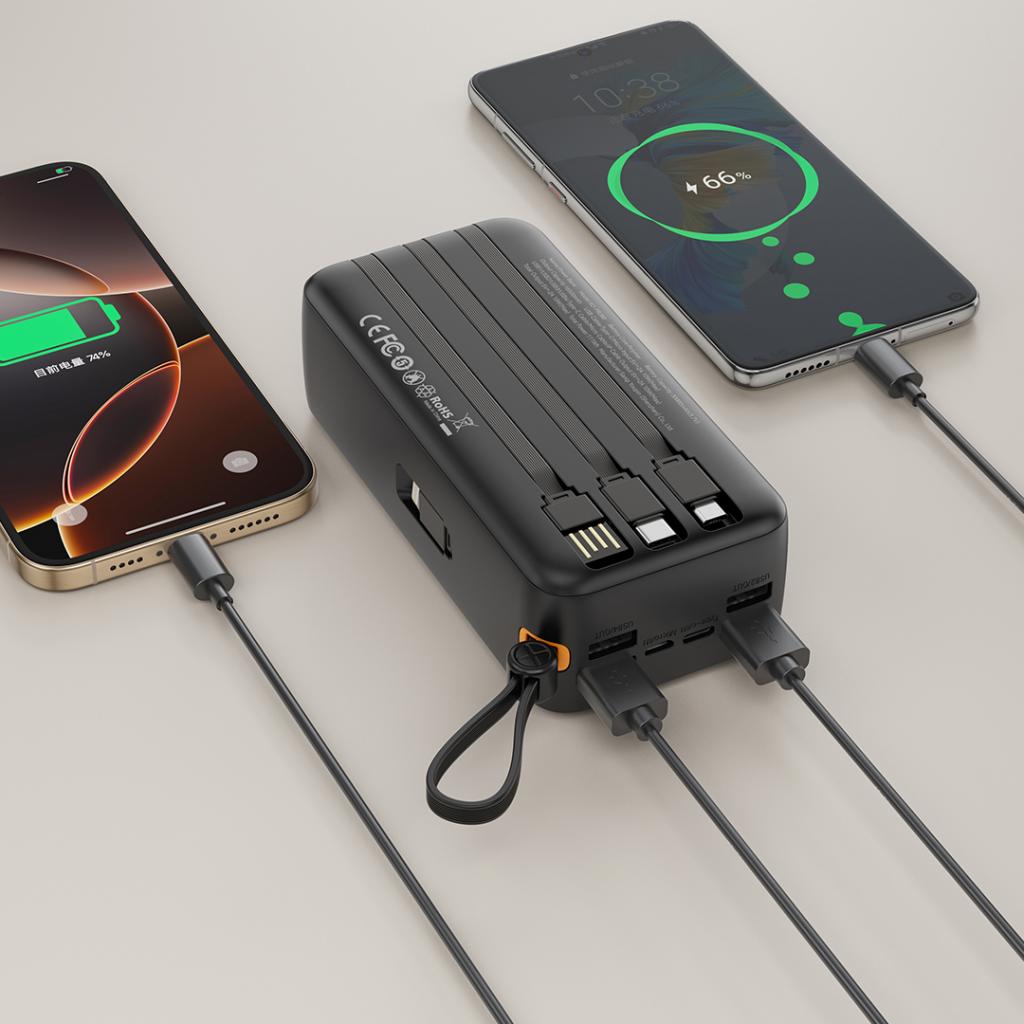 XO PR280 Powerbank με Καλώδια USB-A Type-C Micro & Lightning 30.000 mAh - Image 6