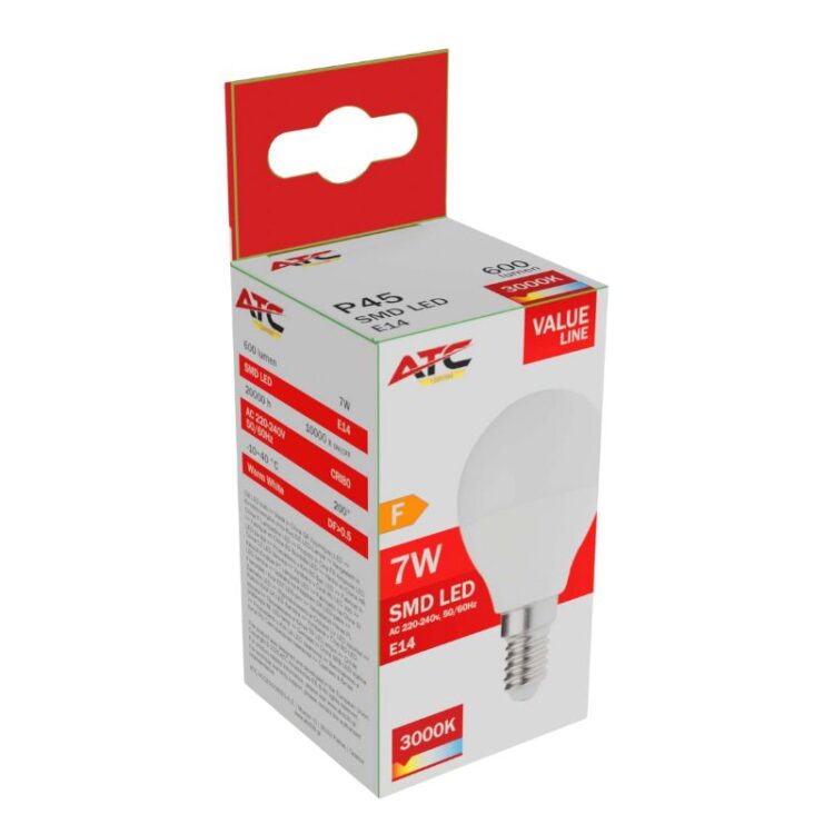 ATC SMD Λαμπτήρας LED Globe P45 230V 7W/600LM E14 3000K