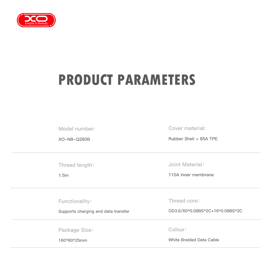 XO NB-Q260B Καλώδιο Φόρτισης & Μεταφοράς Δεδομένων Type-C σε Type-C 27W Πλεξούδα 1.5m - Image 5
