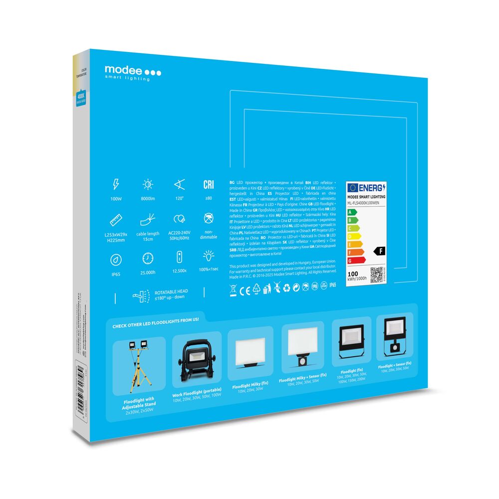 Modee Lighting Προβολέας LED E-series Slim 100W 120° 4000K 8.000lm ERP - Image 7