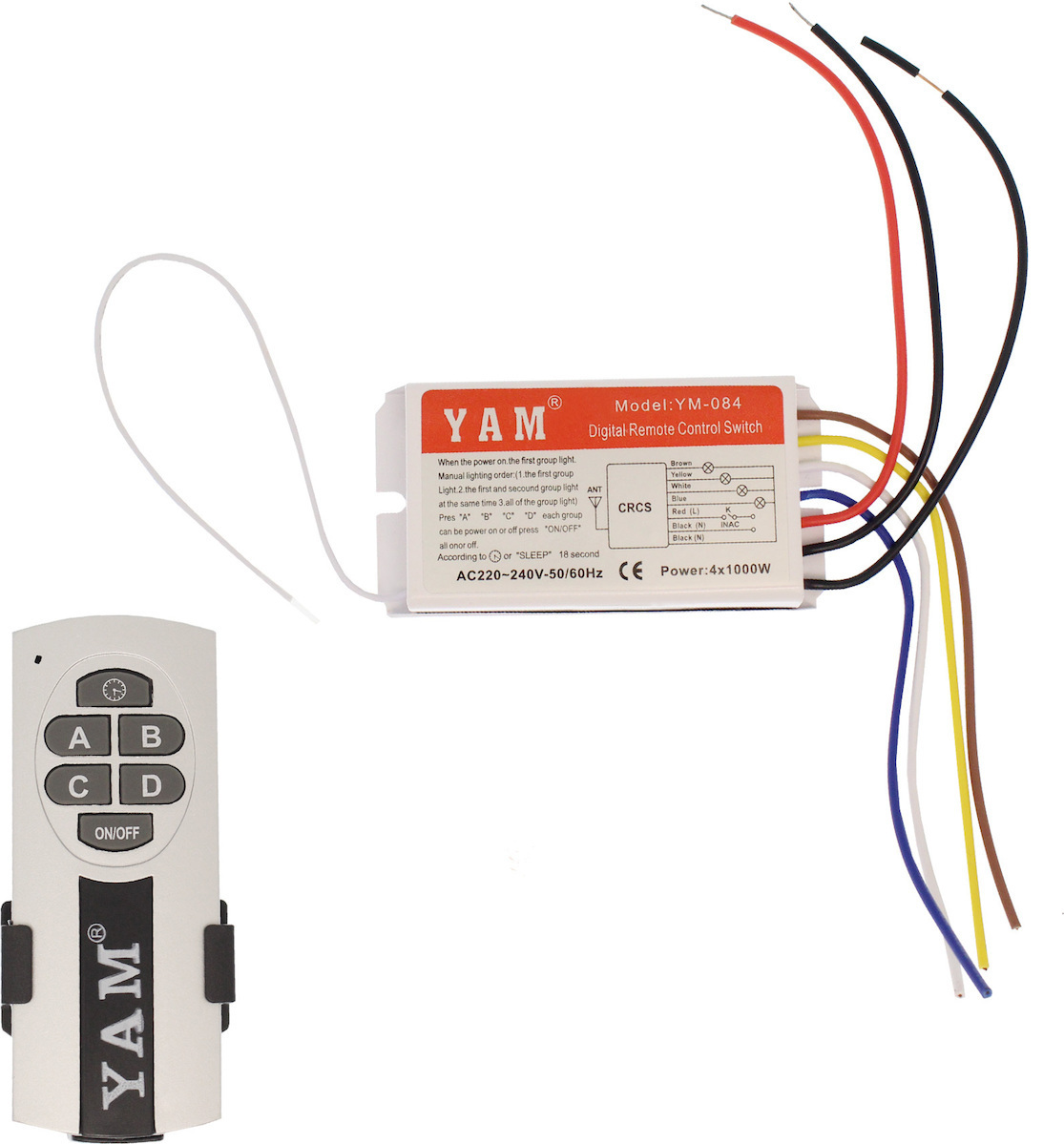 YM-084 Smart Switch 4 Καναλιών RF 23A με Τηλεχειριστήριο - Image 2