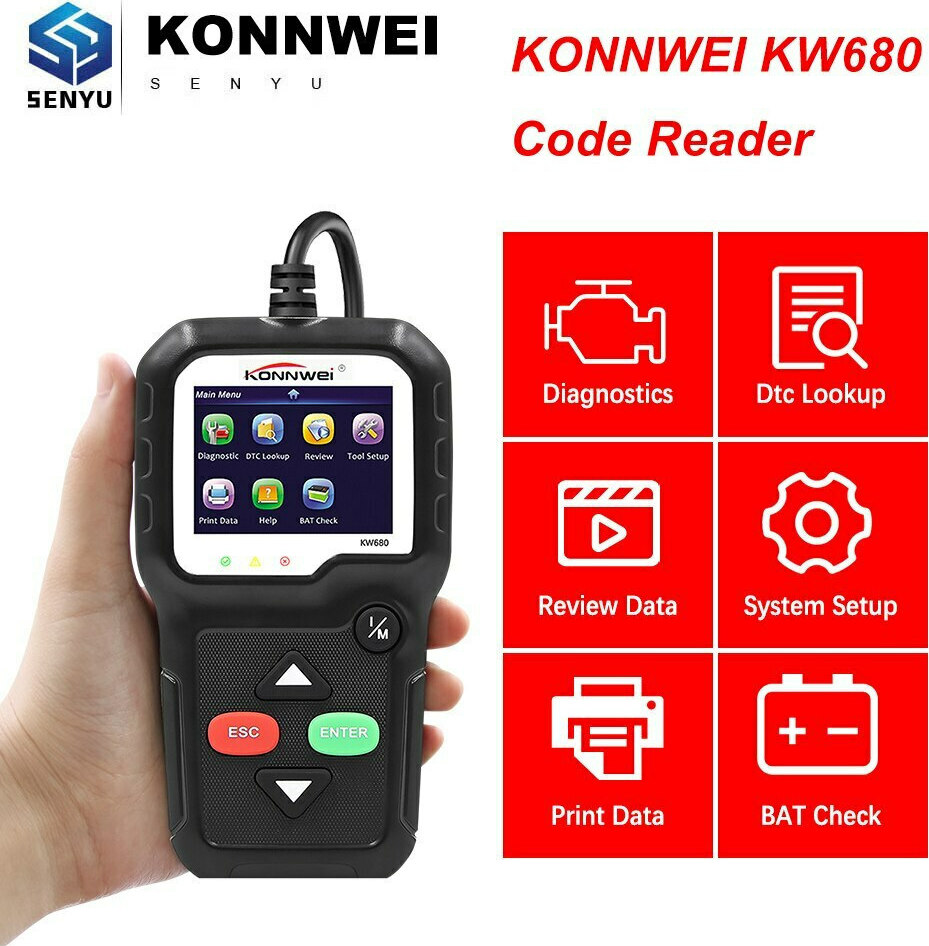 Konnwei KW680 Διαγνωστικό Αυτοκινήτου Ψηφιακό OBD 2 με Καλώδιο - Image 2