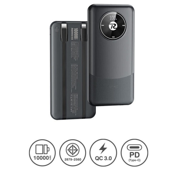 Remax Energy Eye Fast RPP-37 Power Bank 10000mAh με Θύρα USB-A και Θύρα USB-C Power Delivery Μαύρο