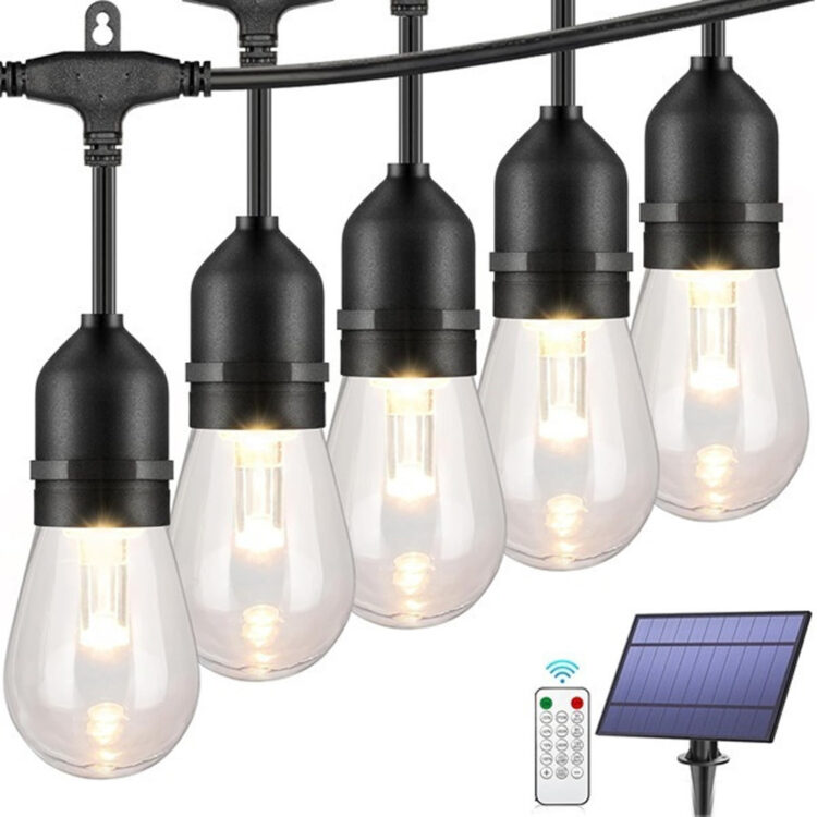 Rixme Κρεμαστό Ηλιακό Φωτιστικό Γιρλάντα Θερμό Λευκό 2700K με Φωτοκύτταρο και Τηλεχειριστήριο 25εκ.