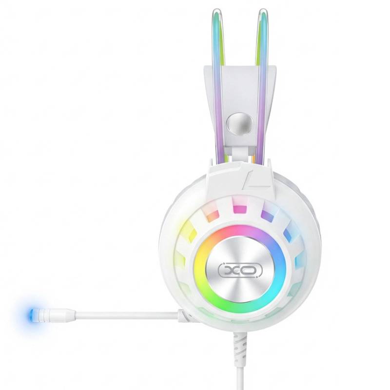 XO GE10 Gaming Ενσύρματα Ακουστικά RGB με Μικρόφωνο Λευκά - Image 2