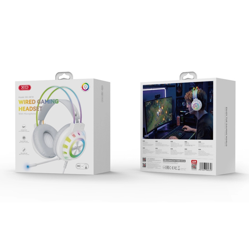 XO GE10 Gaming Ενσύρματα Ακουστικά RGB με Μικρόφωνο Λευκά - Image 3