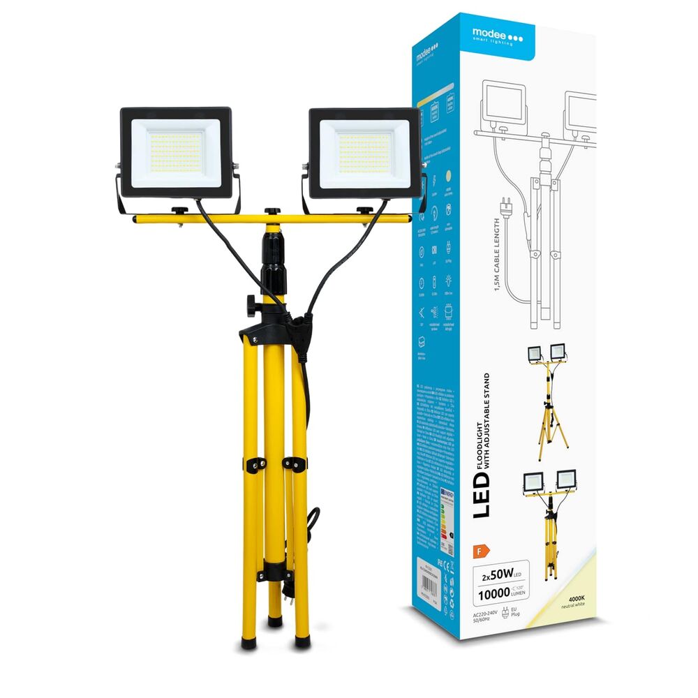 Modee LED Προβολέας με Stand Floodlight with Stand 2x50W 120° 4000K ERP 10.000 Lumens