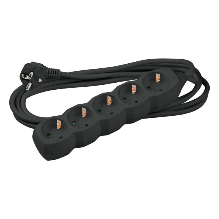 Technik Πολύπριζο 5 Θέσεων με 1.5 mm² Καλώδιο Χαλκού 16A Μαύρο 3m
